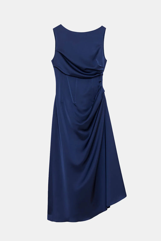 Peploum Amor Draped Satin Dress
