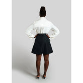 Pleated Silk-Blend Flared Skirt (Black)