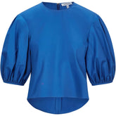 Puff Sleeve Cotton Top (Sapphire Mavi)