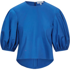 Puff Sleeve Cotton Top (Sapphire Blue)