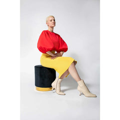 Puff Sleeve Cropped Cotton Top (Scarlet Red)