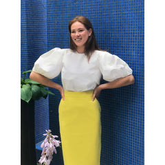 Puff Sleeve Cotton Top (White)