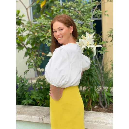 Puff Sleeve Cotton Top (White)