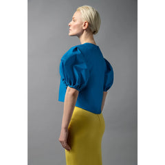 Puff Sleeve Cotton Top (Sapphire Blue)