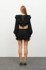 RAN Rosalinda Mini Black Dress with Waist Detail