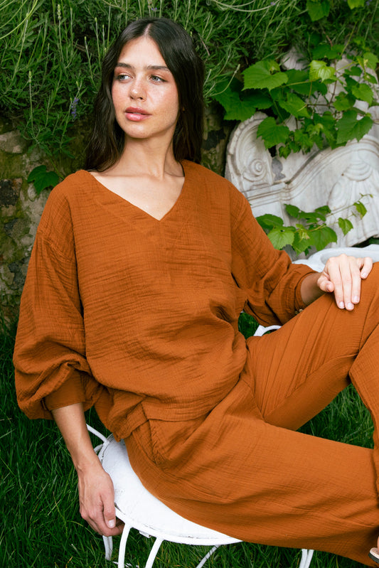 Handarte Los Angeles Tarçın V Yaka Lodos Top