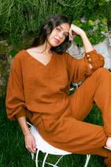 Handarte Los Angeles Tarçın V Yaka Lodos Top