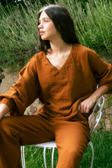 Handarte Los Angeles Tarçın V Yaka Lodos Top