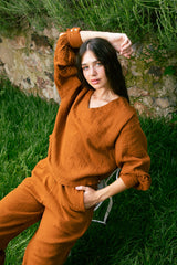 Handarte Los Angeles Tarçın V Yaka Lodos Top