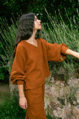 Handarte Los Angeles Tarçın V Yaka Lodos Top