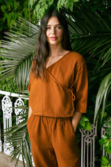 Handarte Los Angeles Tarçın Müslin Wrap Top