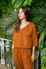 Handarte Los Angeles Tarçın Müslin Wrap Top