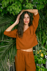 Handarte Los Angeles Tarçın Müslin Wrap Top