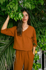 Handarte Los Angeles Tarçın Müslin Wrap Top