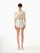Knitology KNTLGY Ecru Mini Shorts with Cut-Out
