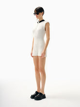Knitology KNTLGY White Ribbed Mini Knitted Jumpsuit