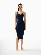 Knitology KNTLGY Underwired Navy Ribbed Midi Dress