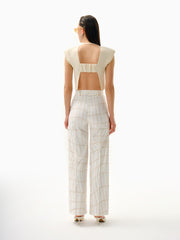 Knitology KNTLGY White Diagonal Printed Pants