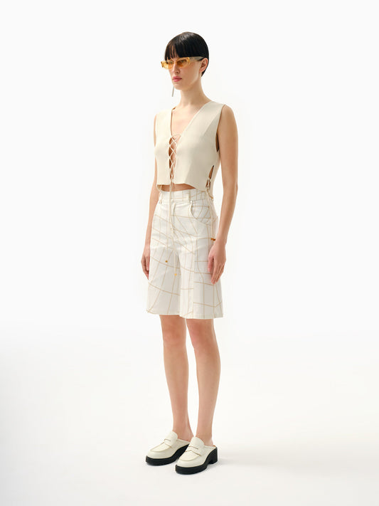 Knitology KNTLGY Diagonal Printed A-Line Short