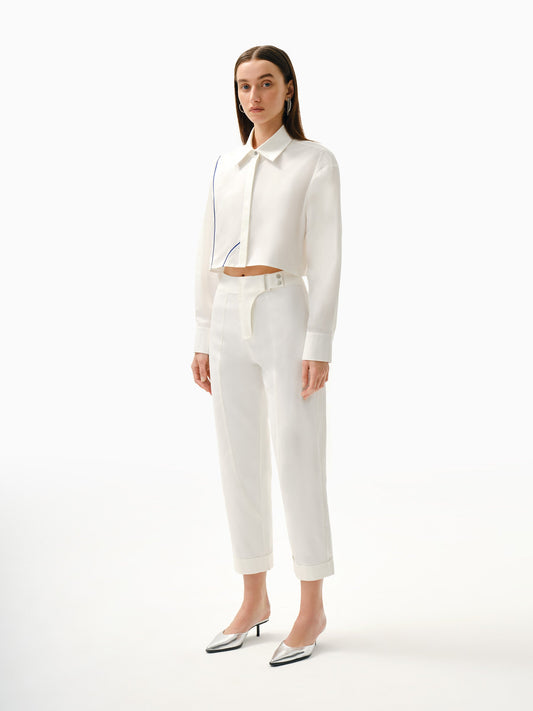 Knitology KNTLGY White Carrot Fit Trousers