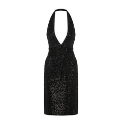 Esra Adıgüzel Moonlit – Halter Neckline Deep V-Decollete Embroidered Dress