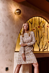 Sadie and Dione Isabella Empire Waist Dress in Tulip Gold