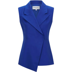 Sleeveless Cotton Blazer (Royal Blue)