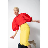 High Waisted Pencil Skirt (Sunshine Yellow)