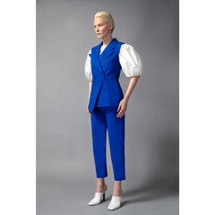 Sleeveless Cotton Blazer (Royal Blue)
