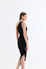 Manshet The Raven Tek Omuz Midi Elbise