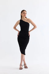 Manshet The Raven Tek Omuz Midi Elbise