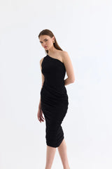 Manshet The Raven Tek Omuz Midi Elbise