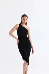 Manshet The Raven Tek Omuz Midi Elbise