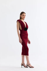 Manshet Crimson Mini Dress in Dark Cherry