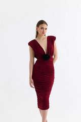 Manshet Crimson Mini Dress in Dark Cherry