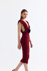 Manshet Crimson Mini Dress in Dark Cherry