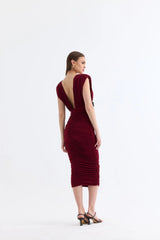 Manshet Crimson Mini Dress in Dark Cherry