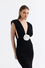 Manshet Elodiè Midi Dress in Minuit