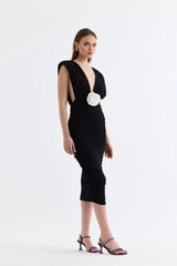 Manshet Elodiè Midi Dress in Minuit