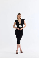 Manshet Elodiè Midi Dress in Minuit