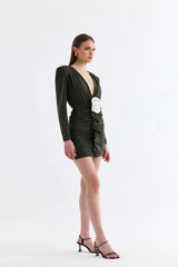 Manshet The Crimson Gül Detaylı Mini Elbise