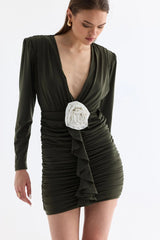 Manshet The Crimson Gül Detaylı Mini Elbise