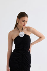 Manshet The Mirage Boyundan Askılı ve Yırtmaçlı Uzun Elbise