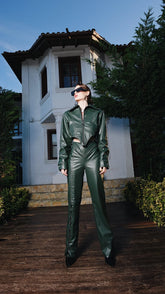 Two's Touch Elias Leather Suit Khaki Elbise