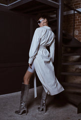 Two's Touch Cora Deri Trençkot Beyaz