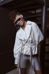 Two's Touch Cora Deri Trençkot Beyaz