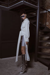 Two's Touch Cora Deri Trençkot Beyaz