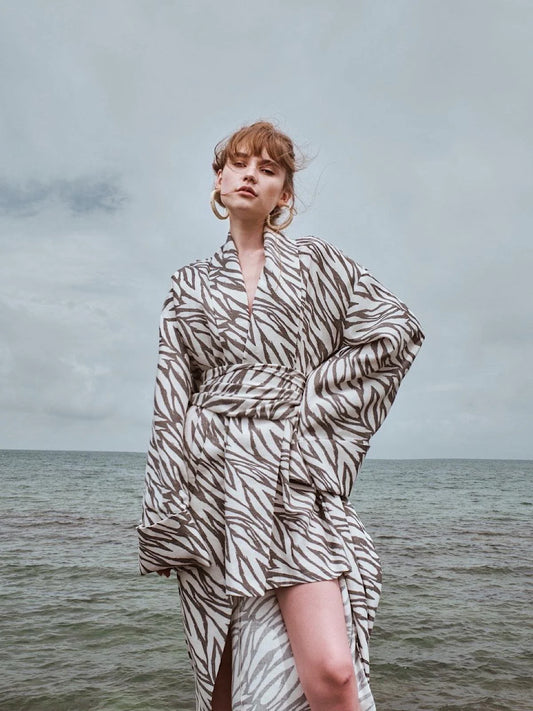Two's Touch Kate Kimono Dress Zebra