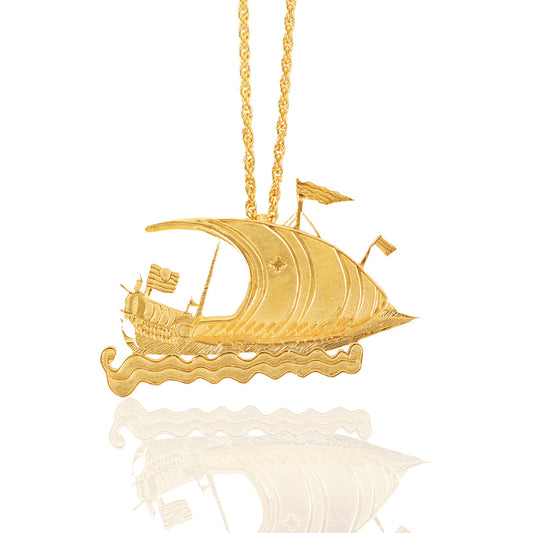 Maison Lygos Ex-Voto Ship Necklace