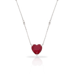 SooSilkyGems COLOR HEART SOLITAIRE CHAIN NECKLACE